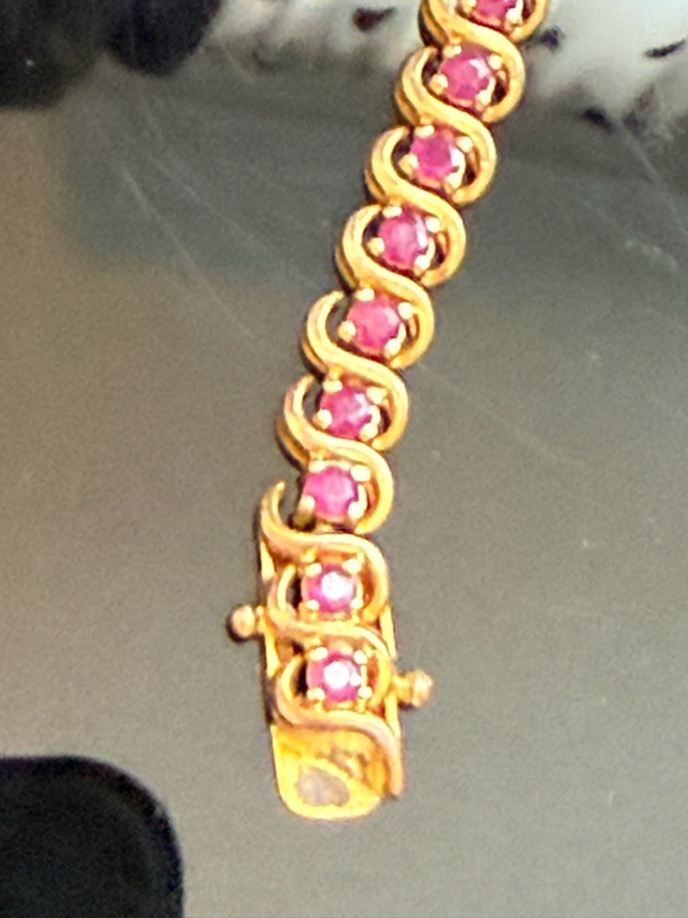 Gold-Tone Bracelet with Pink Gem Accents (Tiffiany Brand)